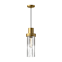 Alora Lighting Kent 5" Wide Mini Pendant with Clear Ribbed Glass Shade Brushed Gold