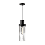 Alora Lighting Kent 5" Wide Mini Pendant with Clear Ribbed Glass Shade Matte Black