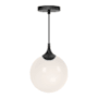 Alora Lighting Nouveau 8" Wide Mini Pendant with Opal Glass Shade Matte Black