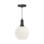 Alora Lighting Castilla 8" Wide Mini Pendant with Opal Glass Shade Matte Black