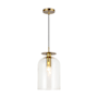 Alora Lighting Sylvia 8" Wide Mini Pendant Brushed Gold / Clear Glass