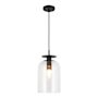 Alora Lighting Sylvia 8" Wide Mini Pendant Matte Black / Clear Glass
