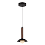 Alora Lighting Arden 6" Wide LED Wood Mini Pendant with Metal and Opal Glass Shades Matte Black / Opal Glass