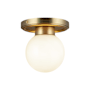 Alora Lighting Fiore 6" Wide Semi-Flush Globe Ceiling Fixture Brushed Gold / Glossy Opal Glass