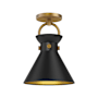 Alora Lighting Emerson 9" Wide Semi-flush Ceiling Fixture Aged Gold / Matte Black