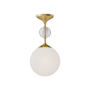 Alora Lighting Celia 13" Wide Semi-flush Globe Ceiling Fixture Brushed Gold / Opal Glass