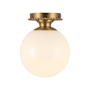 Alora Lighting Otis 8" Wide Semi-Flush Globe Ceiling Fixture with Opal Glass Shade Brushed Gold / Glossy Opal Glass