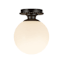 Alora Lighting Otis 8" Wide Semi-Flush Globe Ceiling Fixture with Opal Glass Shade Matte Black / Glossy Opal Glass