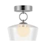Alora Lighting Leota 8" Wide LED Semi-Flush Ceiling Fixture with Clear and Opal Glass Shades Chrome / Clear Glass
