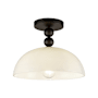 Alora Lighting Paisley 12" Wide Semi-Flush Ceiling Fixture with Opal Glass Shade Matte Black / Glossy Opal Glass
