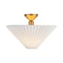 Alora Lighting Bridgette 16" Wide Semi-Flush Ceiling Fixture with Pleated Linen Shade Brushed Gold / Folded White