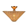 Alora Lighting Bridgette 16" Wide Semi-Flush Ceiling Fixture with Pleated Linen Shade Brushed Gold / Rattan