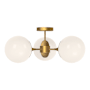 Alora Lighting Nouveau 3 Light 26" Wide Semi-Flush Ceiling Fixture with Opal Glass Shades Aged Gold