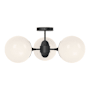 Alora Lighting Nouveau 3 Light 26" Wide Semi-Flush Ceiling Fixture with Opal Glass Shades Matte Black