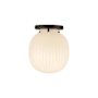 Alora Lighting Cherise 7" Wide Semi-Flush Ceiling Fixture with Ribbed Opal Glass Shade Matte Black / Glossy Ribbed Opal Glass