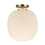 Alora Lighting Cherise 12" Wide Semi-Flush Ceiling Fixture with Ribbed Opal Glass Shade Brushed Gold / Glossy Ribbed Opal Glass