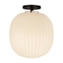 Alora Lighting Cherise 12" Wide Semi-Flush Ceiling Fixture with Ribbed Opal Glass Shade Matte Black / Glossy Ribbed Opal Glass