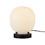 Alora Lighting Cherise 8" Tall Accent Table Lamp with Ribbed Opal Glass Shade Matte Black / Glossy Ribbed Opal Glass