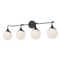 Alora Lighting Nouveau 4 Light 36" Wide Bathroom Vanity Light with Opal Glass Shades Matte Black