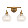 Alora Lighting Hazel 2 Light 17" Wide Bathroom Vanity Light with Clear Glass Shades Aged Gold