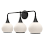 Alora Lighting Hazel 3 Light 27" Wide Bathroom Vanity Light with Opal Glass Shades Matte Black