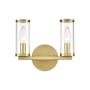 Alora Lighting Revolve 2 Light 10" Wide Bathroom Vanity Light Natural Brass