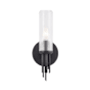 Alora Lighting Torres 12" Tall Wall Sconce Clear Ribbed Glass / Matte Black