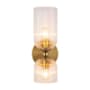 Alora Lighting Nelly 2 Light 12" Tall Bathroom Sconce with Ribbed Glass Shades Brushed Gold / Clear Ribbed Glass