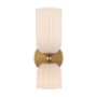 Alora Lighting Nelly 2 Light 12" Tall Bathroom Sconce with Ribbed Glass Shades Brushed Gold / Glossy Ribbed Opal Glass