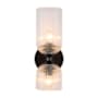 Alora Lighting Nelly 2 Light 12" Tall Bathroom Sconce with Ribbed Glass Shades Matte Black / Clear Ribbed Glass
