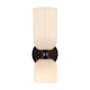 Alora Lighting Nelly 2 Light 12" Tall Bathroom Sconce with Ribbed Glass Shades Matte Black / Glossy Ribbed Opal Glass