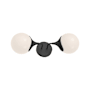 Alora Lighting Nouveau 2 Light 19" Tall Bathroom Sconce with Opal Glass Shades Matte Black