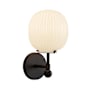 Alora Lighting Cherise 12" Tall Bathroom Sconce with Ribbed Opal Glass Shade Matte Black / Glossy Ribbed Opal Glass