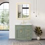 Altair Ivy 36" Free Standing Single Basin Vanity Set with Cabinet and Marble Vanity Top Vintage Green