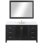 Altair Hadiya 60" Free Standing Single Basin Vanity Set with Cabinet, Stone Composite Vanity Top, and Framed Mirror Black Oak