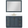Altair Gazsi 48" Free Standing Single Basin Vanity Set with Cabinet, Stone Composite Vanity Top, and Framed Mirror Classic Blue