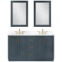 Altair Gazsi 60" Free Standing Double Basin Vanity Set with Cabinet, Stone Composite Vanity Top, and Framed Mirror Classic Blue