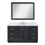 Altair Gazsi 60" Free Standing Single Basin Vanity Set with Cabinet, Engineered Stone Vanity Top, and Framed Mirror Black Oak