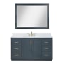 Altair Gazsi 60" Free Standing Single Basin Vanity Set with Cabinet, Engineered Stone Vanity Top, and Framed Mirror Classic Blue