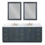 Altair Gazsi 84" Free Standing Double Basin Vanity Set with Cabinet, Engineered Stone Vanity Top, and Framed Mirror Classic Blue