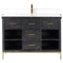 Altair Kesia 48" Free Standing Single Basin Vanity Set with Cabinet and Stone Composite Vanity Top Black Oak