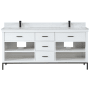 Altair Kesia 72" Free Standing Double Basin Vanity Set with Cabinet and Stone Composite Vanity Top White