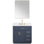 Altair Gavino 36" Free Standing Single Basin Vanity Set with Cabinet, Stone Composite Vanity Top, and Framed Mirror Royal Blue