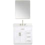 Altair Gavino 36" Free Standing Single Basin Vanity Set with Cabinet, Stone Composite Vanity Top, and Framed Mirror White