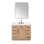 Altair Gavino 42" Free Standing Single Basin Vanity Set with Cabinet, Engineered Stone Vanity Top, and Framed Mirror Light Brown