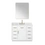 Altair Gavino 42" Free Standing Single Basin Vanity Set with Cabinet, Engineered Stone Vanity Top, and Framed Mirror White
