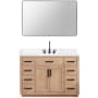 Altair Gavino 48" Free Standing Single Basin Vanity Set with Cabinet, Stone Composite Vanity Top, and Framed Mirror Light Brown