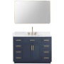 Altair Gavino 48" Free Standing Single Basin Vanity Set with Cabinet, Stone Composite Vanity Top, and Framed Mirror Royal Blue