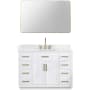 Altair Gavino 48" Free Standing Single Basin Vanity Set with Cabinet, Stone Composite Vanity Top, and Framed Mirror White