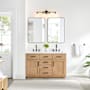 Altair Gavino 54" Free Standing Double Basin Vanity Set with Cabinet, Engineered Stone Vanity Top, and Framed Mirror Light Brown